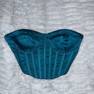Garage Teal Satin Bustier